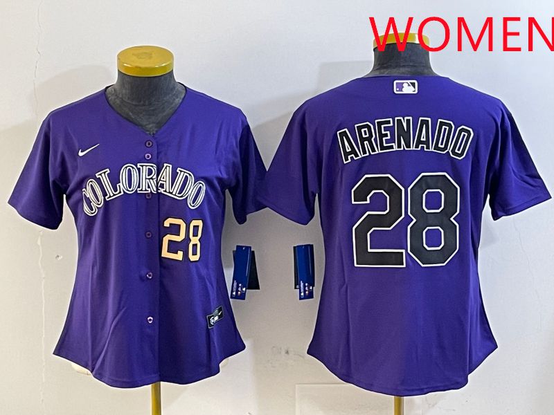 Women Colorado Rockies #28 Arenado Purple Game 2025 Nike MLB Jersey style 5